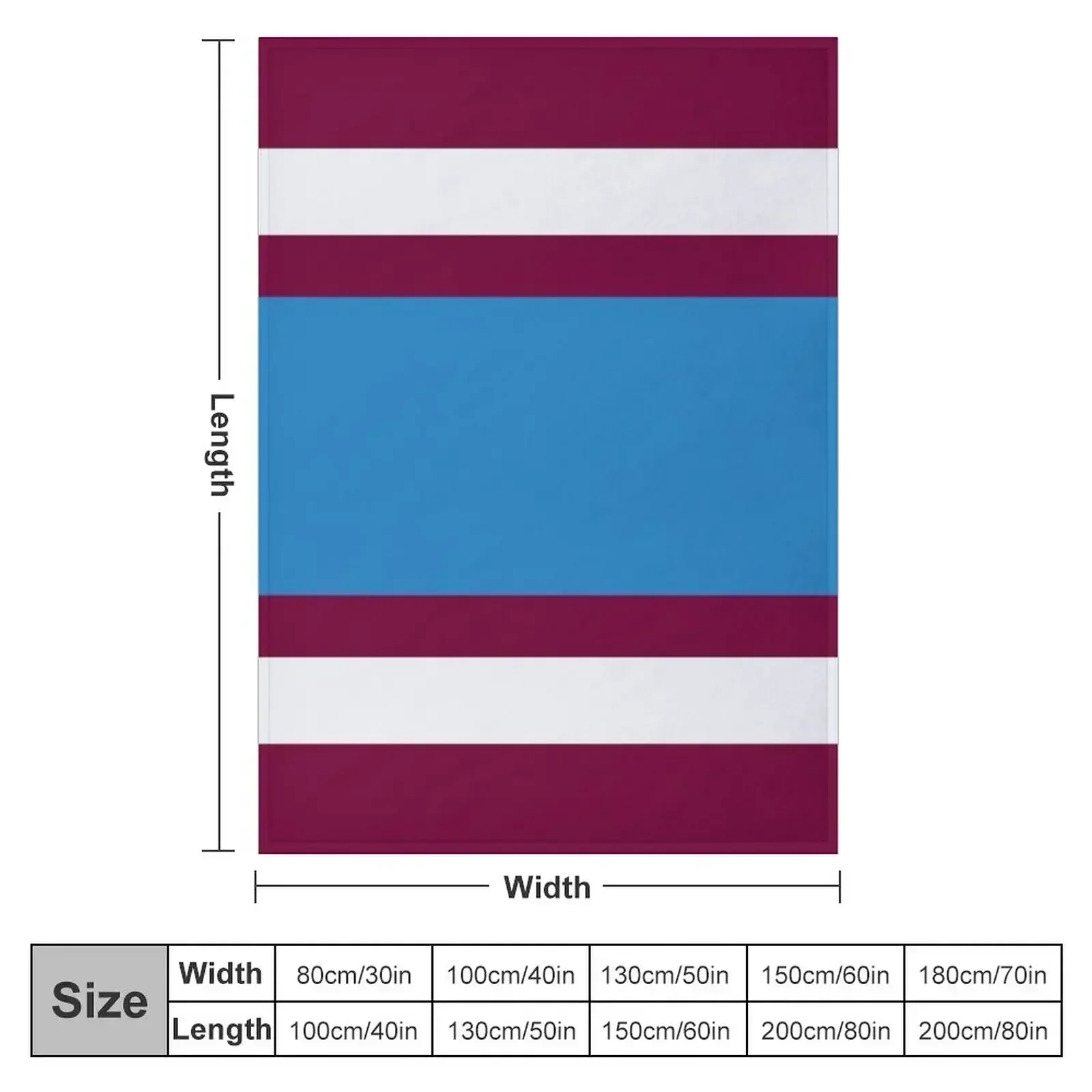 Burnley Varsity Retro Claret, Blue & White Hoops Throw Blanket Hairy Shaggy Beach Single Blankets view 2