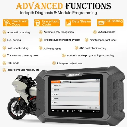2025 Obdstar Iscan Motorcycle Diagnostic Tool and Key Programmer Scanner Immobilizer for Harley Davidson Maintenance Repair