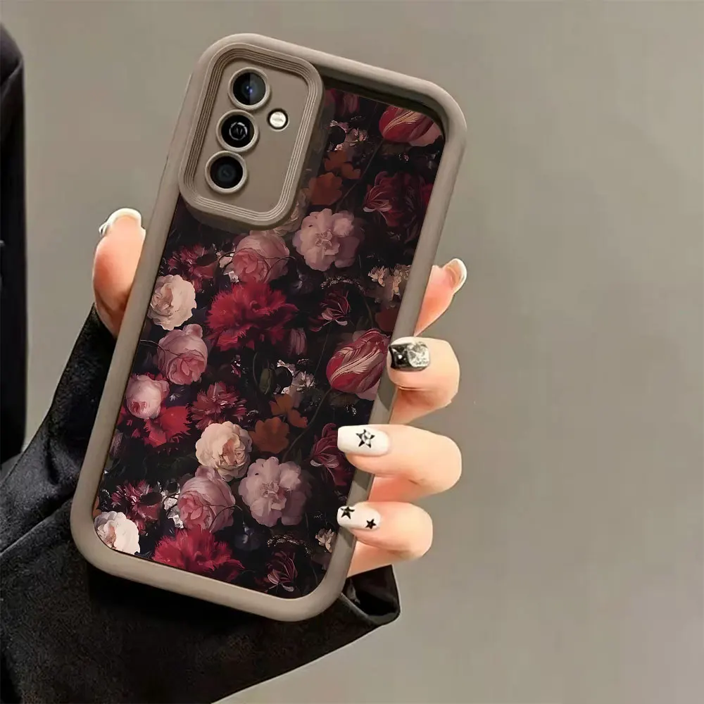 Wine Red Rose Pattern Phone Case For Samsung Galaxy A73 A72 A71 A56 A55 A54 A53 A52 A52s A50 A50s 5G 4G Silicon Anti-Drop Cover view 6
