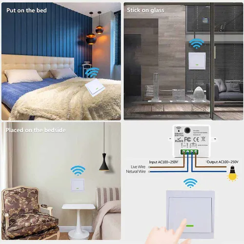 Imagen 2 del producto CENFAYA-interruptor de luz inalámbrico 433HMz, Panel de pared 86, interruptor RF de 110V, 220V, 230V, 10A, controlador receptor de relé sin cableado, fácil de instalar