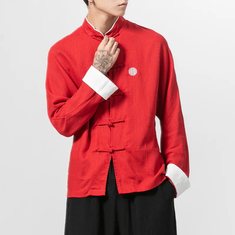 Chinese Style Wu Dang Clan Tai Chi Kung Fu Clothing Thin Long Sleeve Hanfu Men Plus Size Shirt National Style Tang Suit Coat