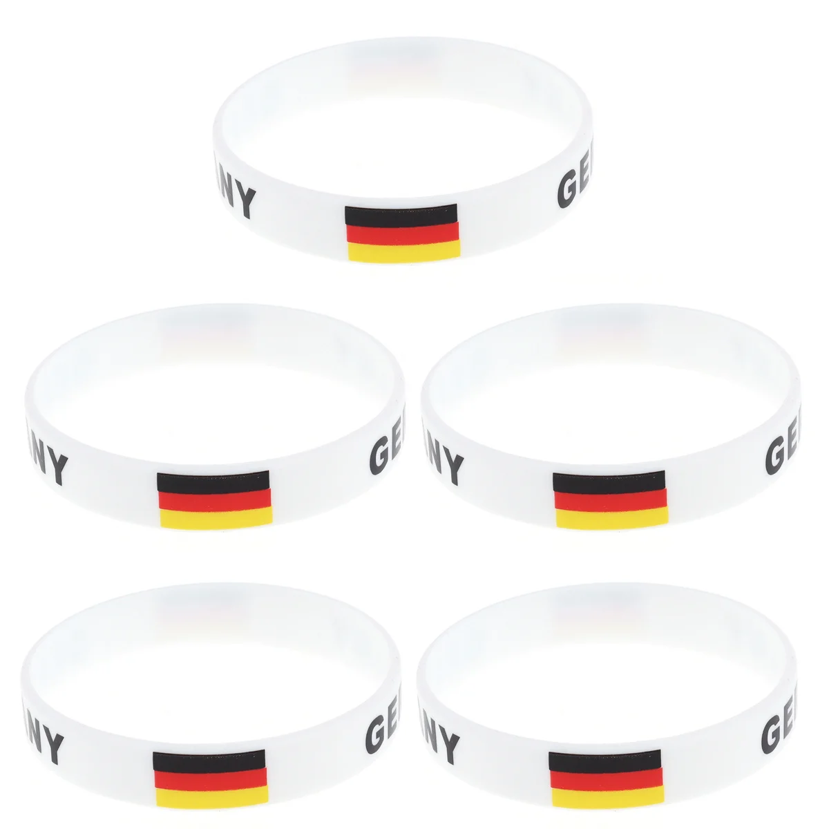 

5Pcs Flag Printed Wristband Comfortable Silicone Sports Bracelet Suitable for Games Match Fan Events Patriotic Decoration Unisex