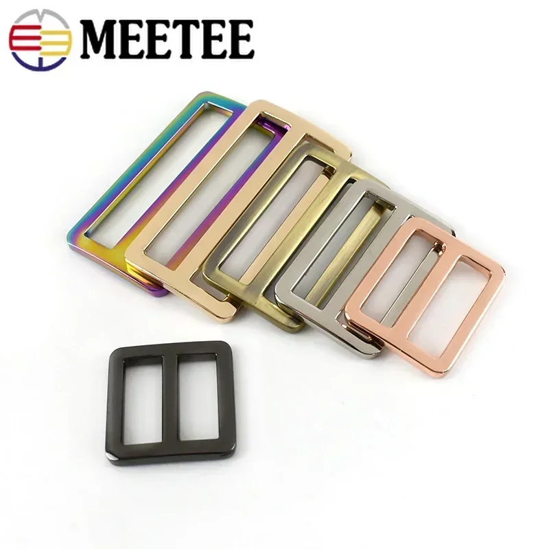 Meetee 10/30Pcs 19/25/32/38/50mm Bag Strap Buckles Metal Slider Tri Glide Adjust Belt Buckle Webbing Ring Hook Clasp Accessories