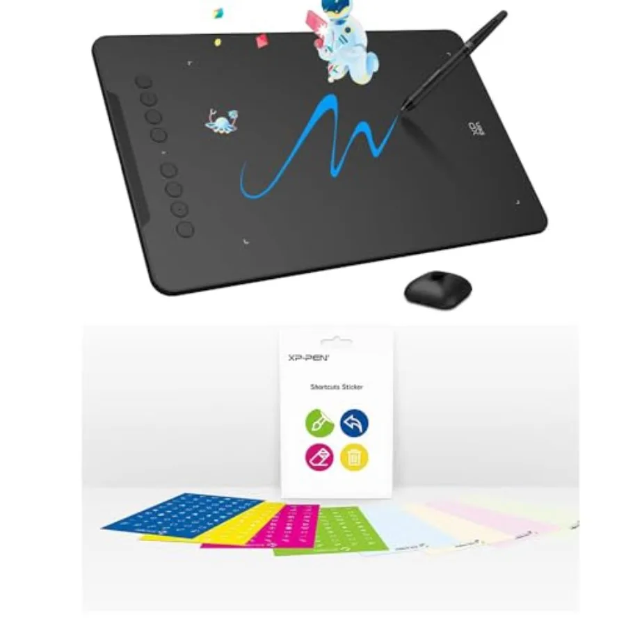 

Updated Deco 01 V3 Drawing Tablet 16384 Pressure Sensitivity 8 Custom Shortcuts Shortcuts Stickers for Drawing Pen Tablets and