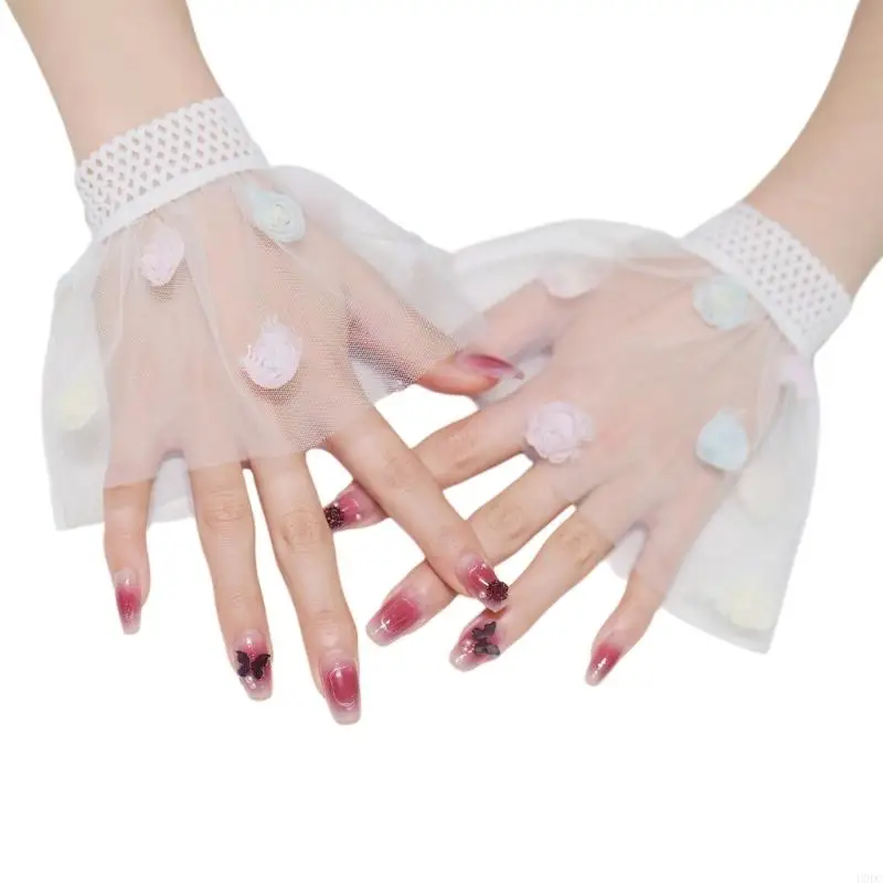Delicate Flower Embroidered Hand Sleeves Perfect For Nails Art Photo Props Y166