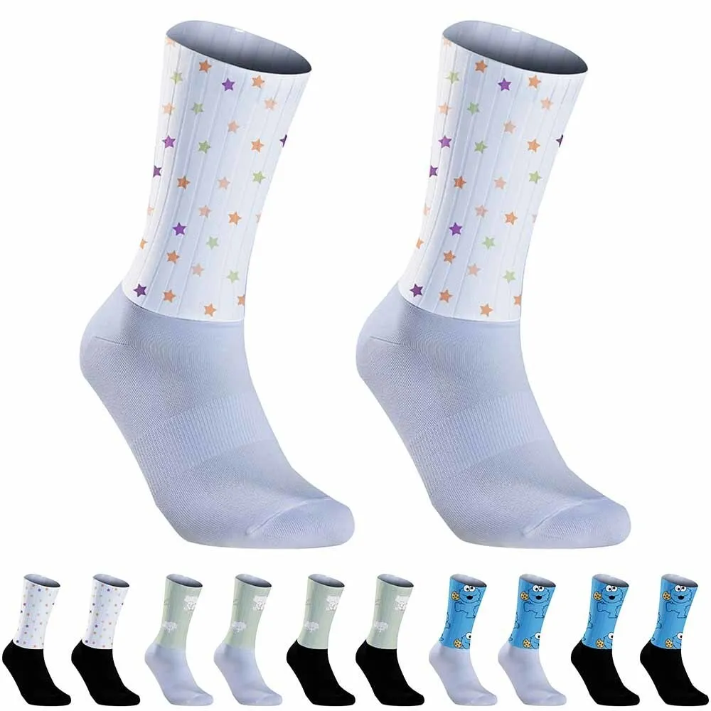 Creative star pattern men's sports cycling socks, made of nylon material, unisex, sweat absorbing, breathable, bicycle gift