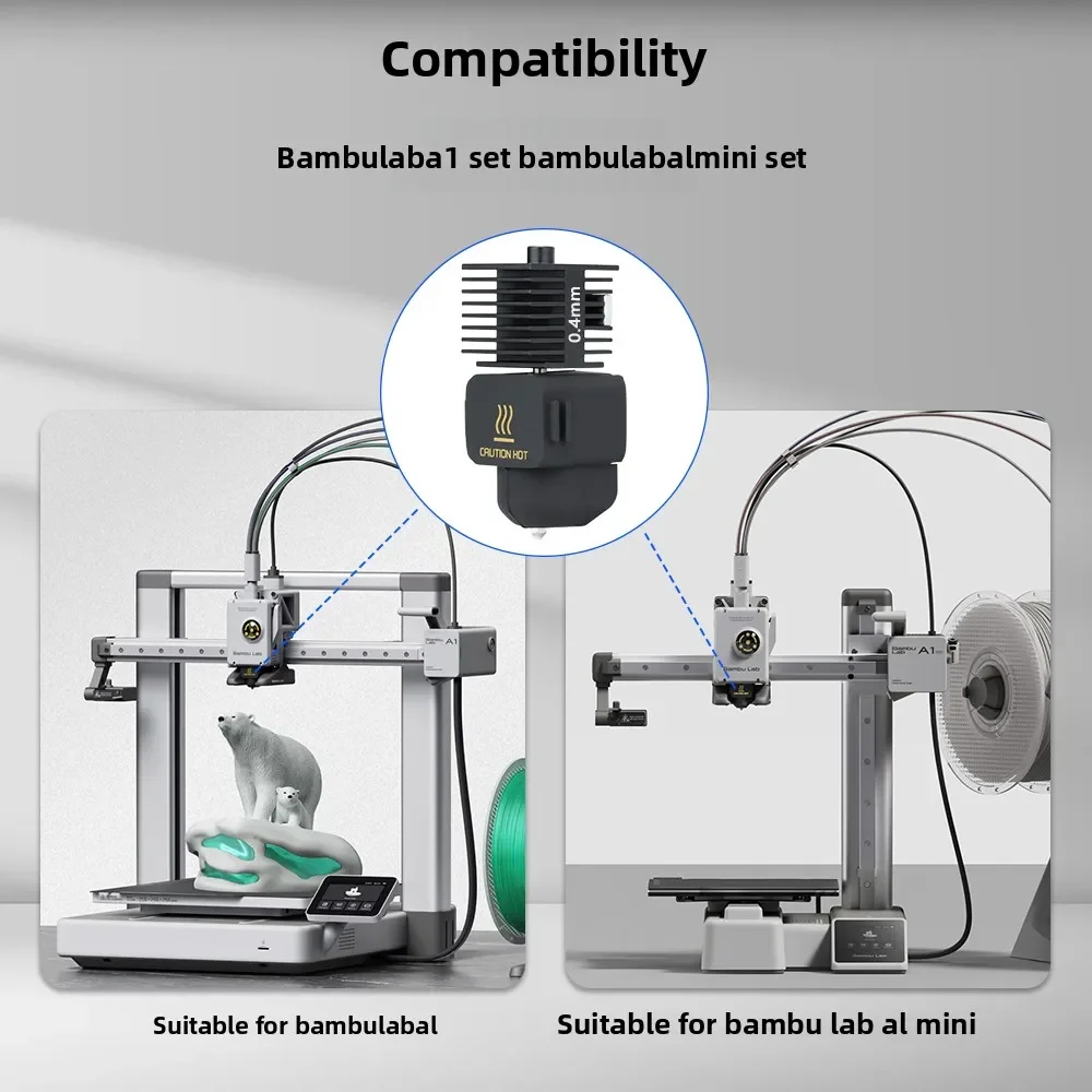 A1/A1 mini - Detachable Hotend & Extruder 3D Printing Components, Stainless Steel Nozzle & Hardened Steel Print Head