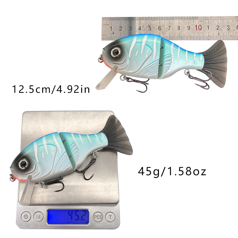 125 mm/45 g Winterköder, Kurbelköder, Wobbler, sinkender Angelköder, zwei Liple-Reifen, Level-Vib-Köder für Barsch, Hecht, harter Köder, Pesca Isca – Detail 15
