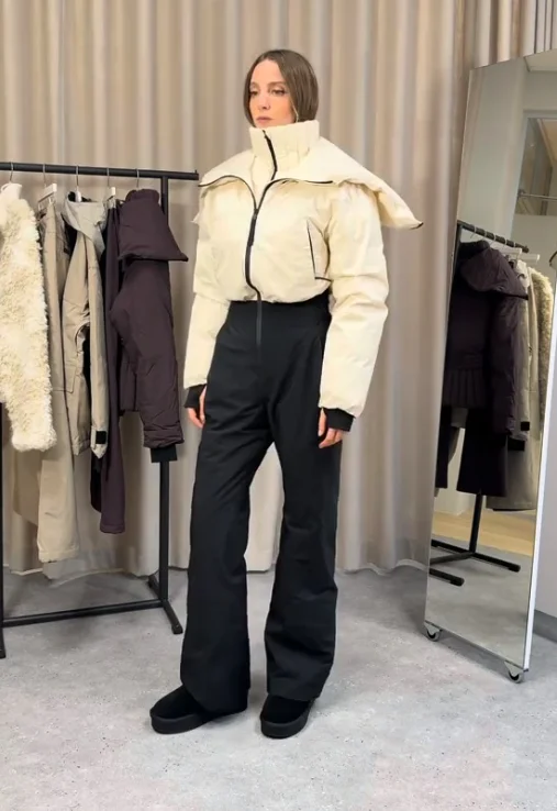 Warm Women's Winter Ski Jumpsuit with Hood Belt Stand Collar One Piece Ski Suits Autumn Lady Street Fashion Romper New