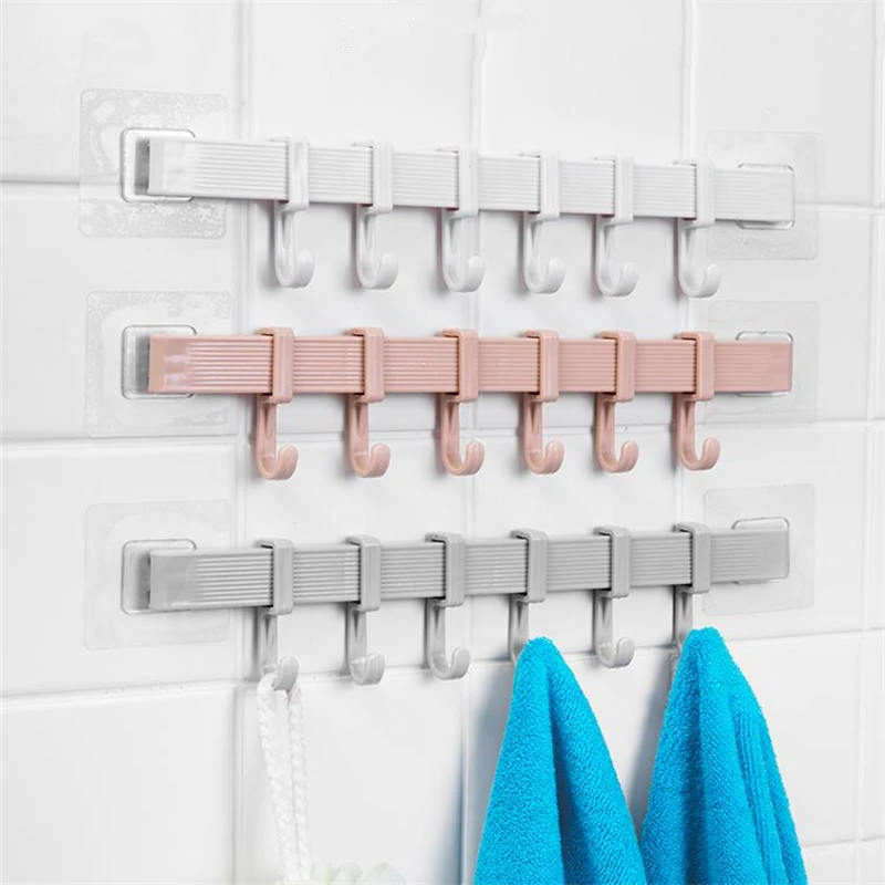 Plastic Wall Hanging Hooks Key Holder Wall Door Clothes Hanger Rack for Bathroom Organizer Save Space Rack