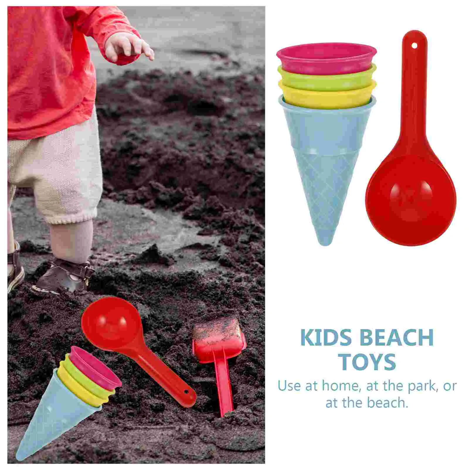 5 stücke Kinder Strand Spielzeug Kinder Meer Sand Eis Kegel und Scoop Outdoor Spielzeug (Gelegentliche Farbe) eis Kegel Scoop Sets