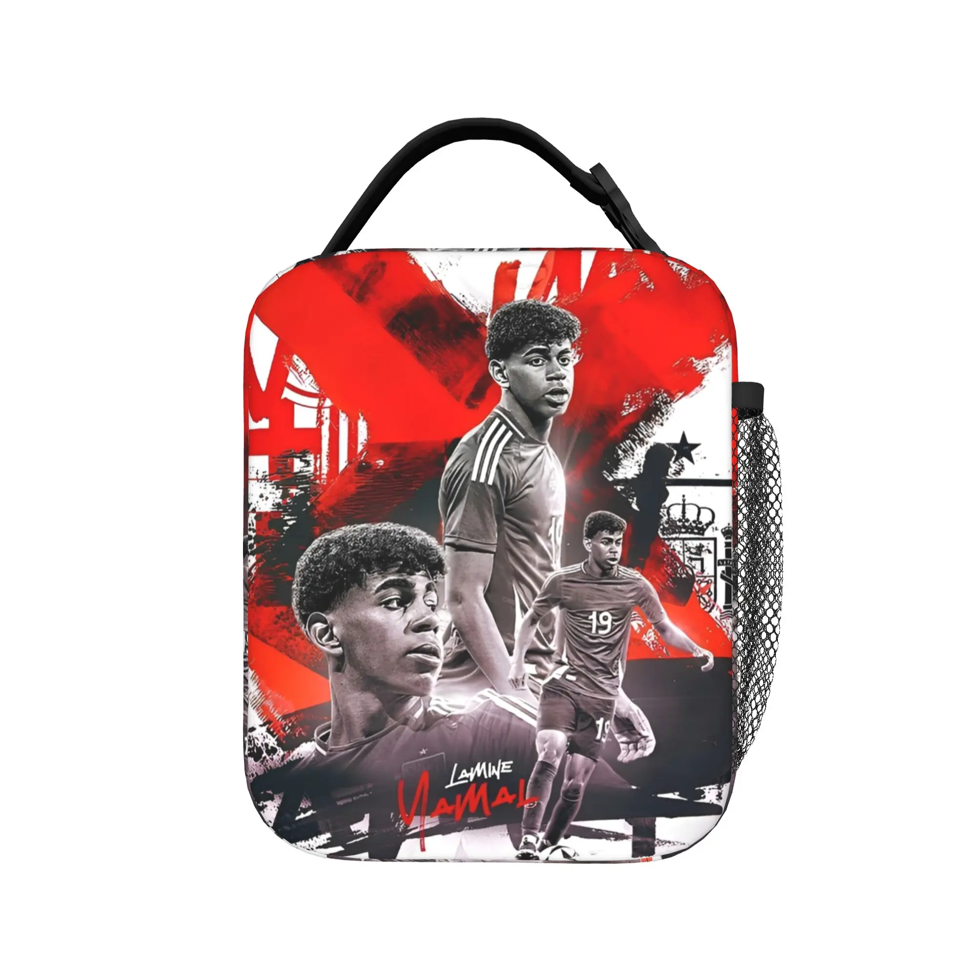 Lamine Y-Yamal Soccer Number 19 Insulated Lunch Bag Cooler Bag Lunch Container Football Tote Lunch Box Bento Pouch Beach Outdoor