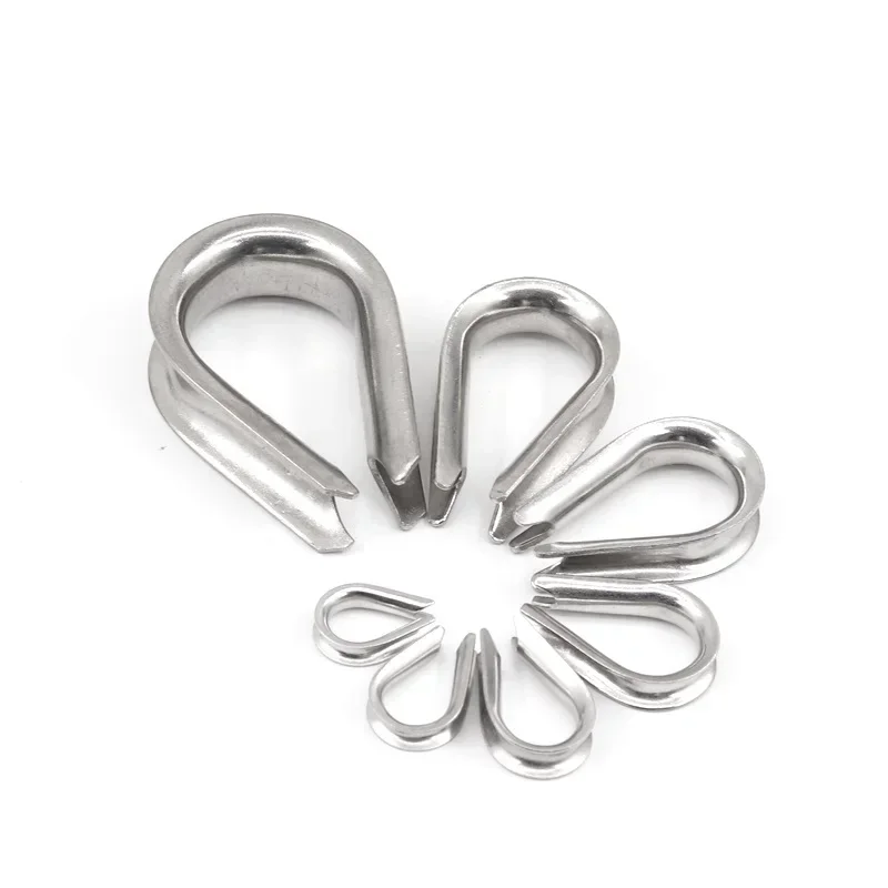 100pcs 304 Stainless Steel Clip Wire Rope Cable Thimble M3 3mm Fastners Rigging Hardware For 3MM Wire Rope Cable
