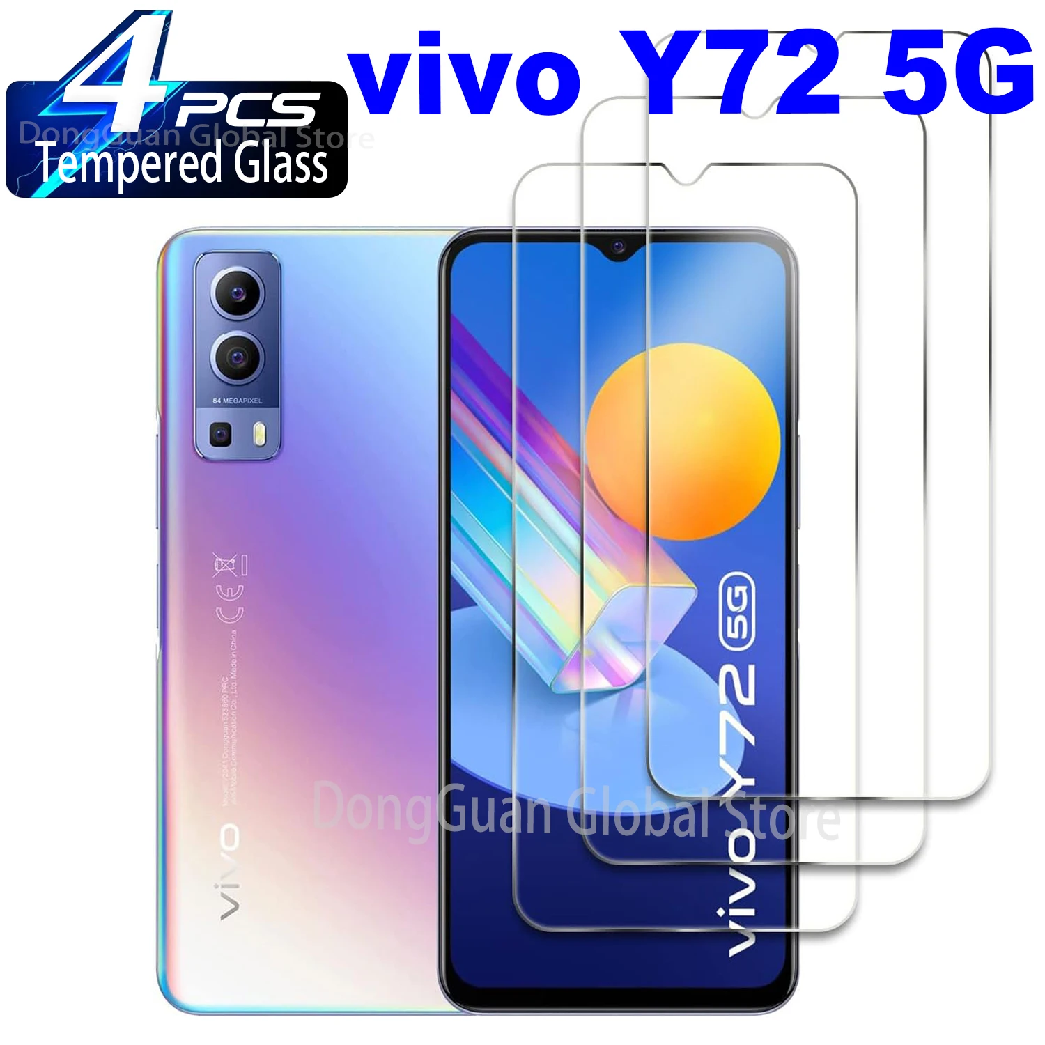 

For Vivo Y72 5G Tempered Glass Screen Protector Glass Film