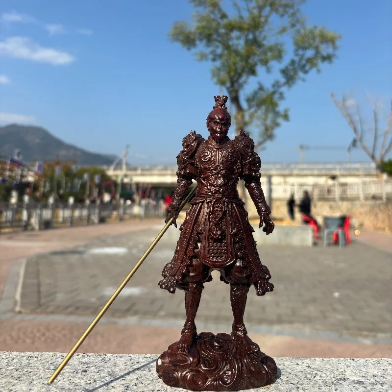 Hand-Carved Premium Ebony Wood Sun Wukong Statue - 7.9