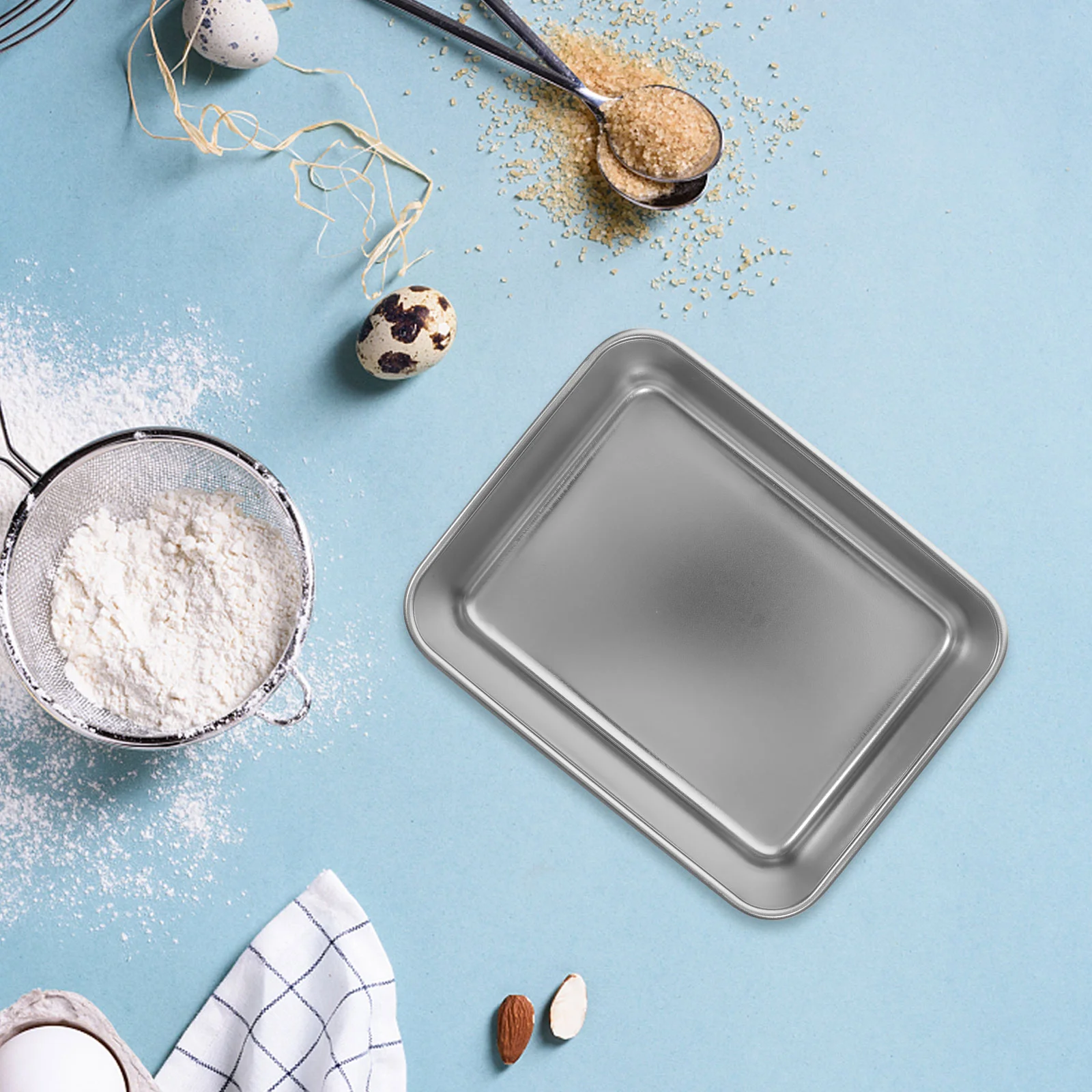 

Toaster Oven Pans Stainless Steel Cake Baking Mold Silver Party Favor Rectangle