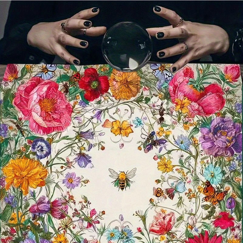 A Card Tablecloth Featuring The Beauty of Nature Surrounded by Flowers, Used for Divination And Prophecy Card Games,