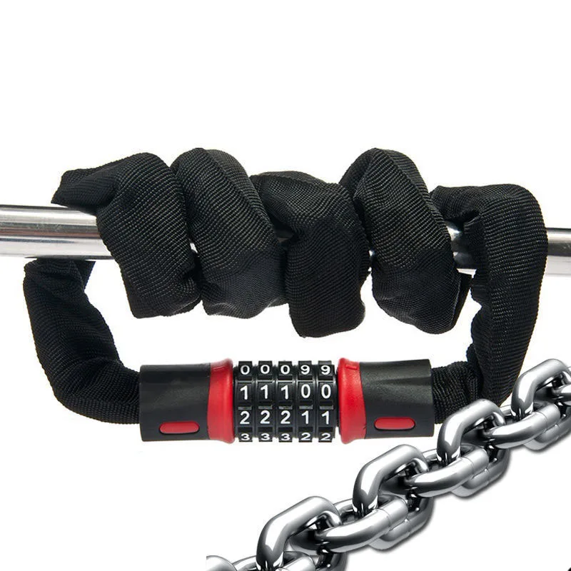 

Bicycle chain lock mountain bike helmet lock electric vehicles motorcycle anti-theft 5 digit code password lock bike accessories