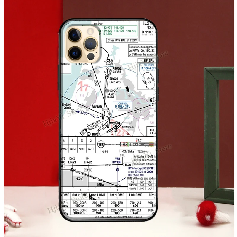 Aviation Chart AccessoriesAirport Phone Case For iPhone 11 14 13 Pro Max 12 Mini X XR XS Max 6S 7 8 Plus SE 2020 TPU Cover