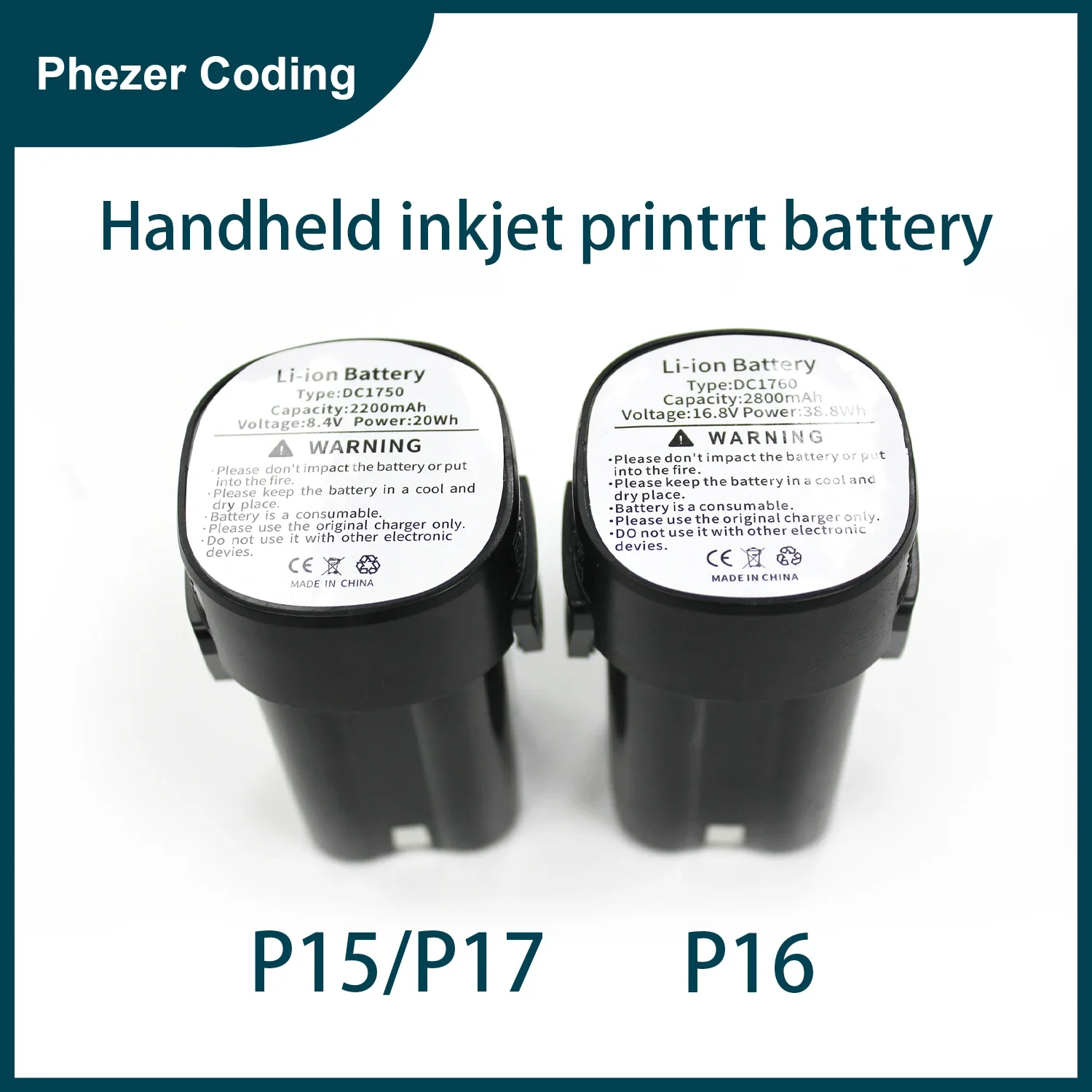 Phezer 8.4V 16.8V Battery for P15 P16 P17 Handheld Inkjet Printer Battery