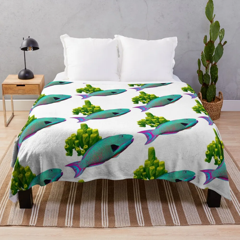 

Parrot Fish Tropical Fish Summer Vibes Ocean Pattern Throw Blanket Soft Beds Warm Blankets For Sofas Blankets