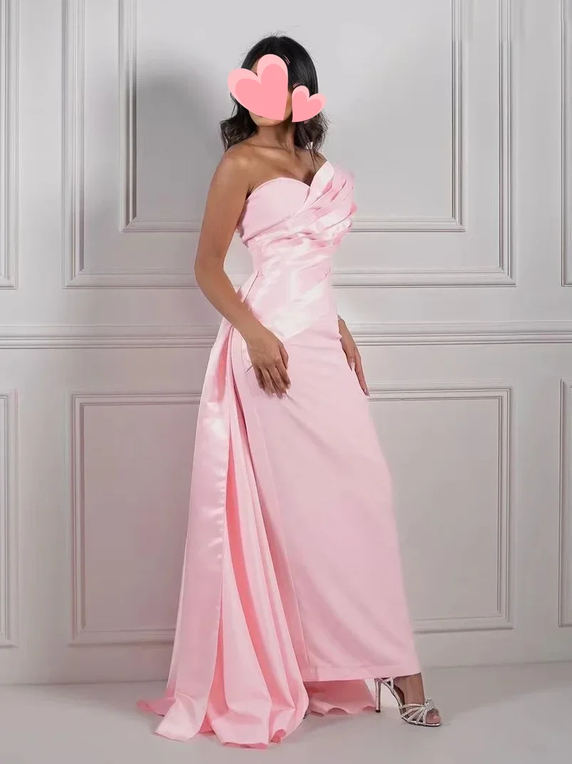 

Scoggins Robes Bal De Promo Weeding Sweet Pink Shiny Mermaid Ruffle Strapless Customize Formal Occasion Prom Dress Evening Party