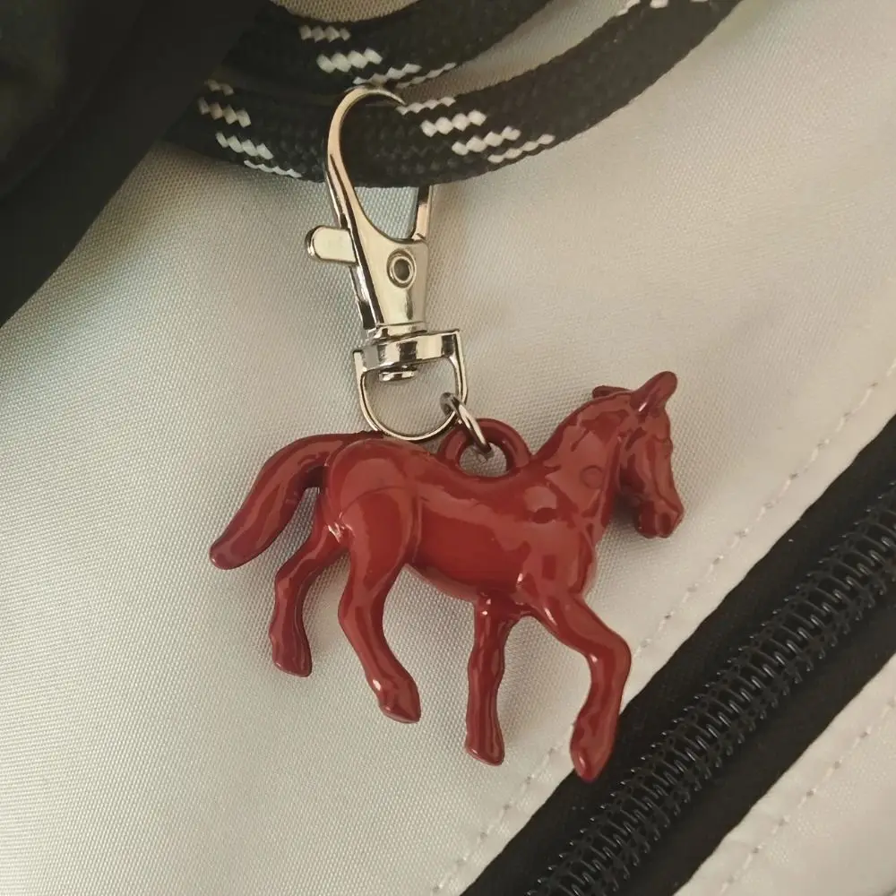 Fashion Cartoon Horse Pendant Keychain Creative Mini Animal Key Ring Stereoscopic Cute Backpack Pendant for Women Men