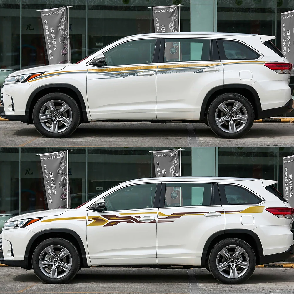 

Car Body Decor Stickers For Toyota Highlander 2015-2019 Racing Color Stripes Door Waist Line Vinyl Decal Auto Tuning Accessories