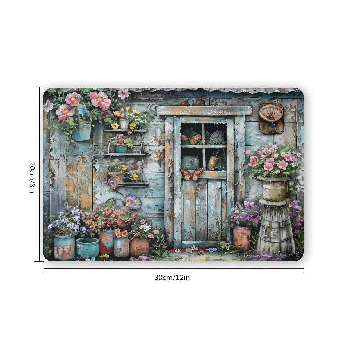 Vintage Rustic Butterfly & Floral Metal Wall Art - Wrought Iron Garden Decor with Vintage Barrels & Flowers, Ideal for Cottage