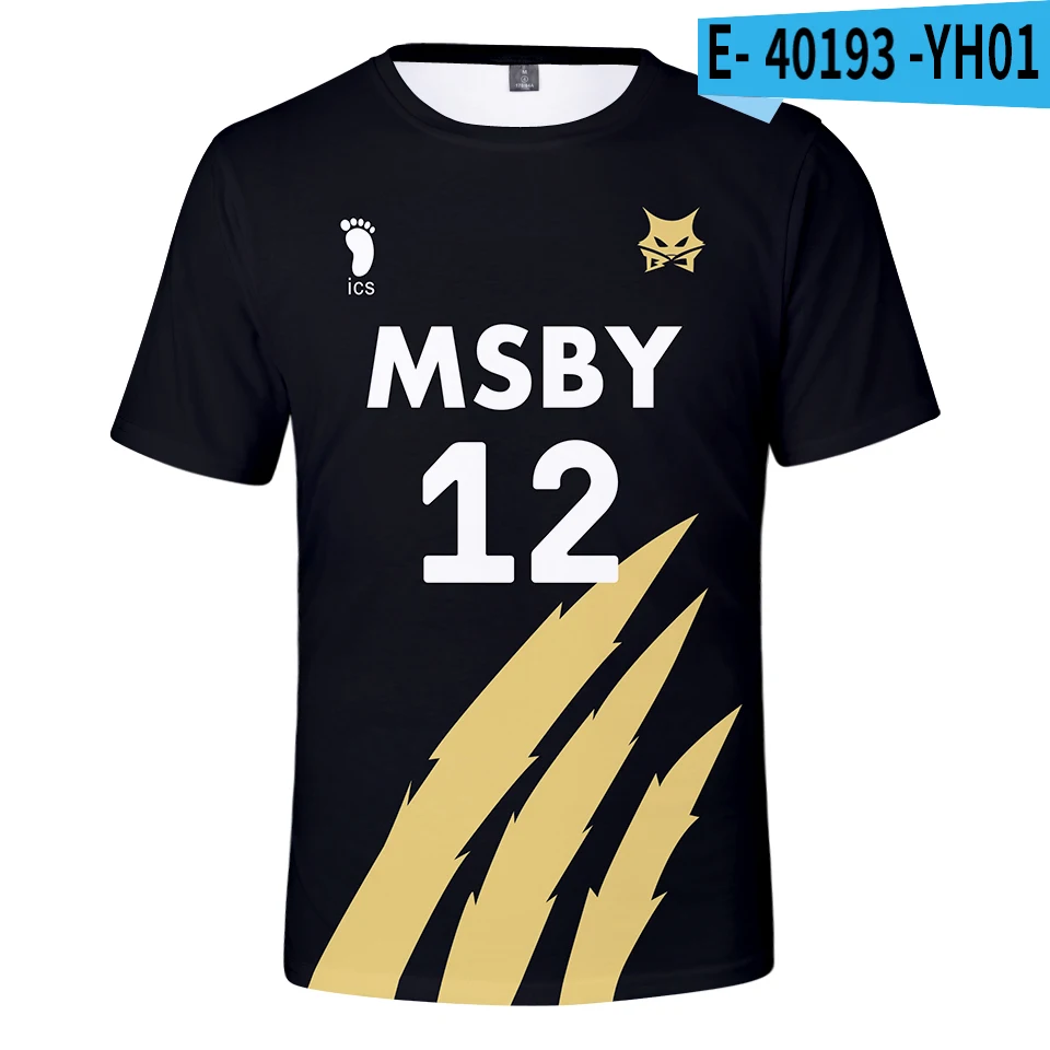 

Haikyuu!! MSBY Black Jackals Printing T-shirt Summer Fashion Round Neck Short Sleeve Popular Japanese Anime Streetwear Plus Size