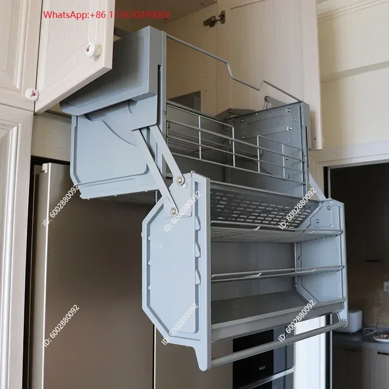 Double Pull Down Basket Kitchen Cabinet Accessories Pantry Organizer Magic Collector