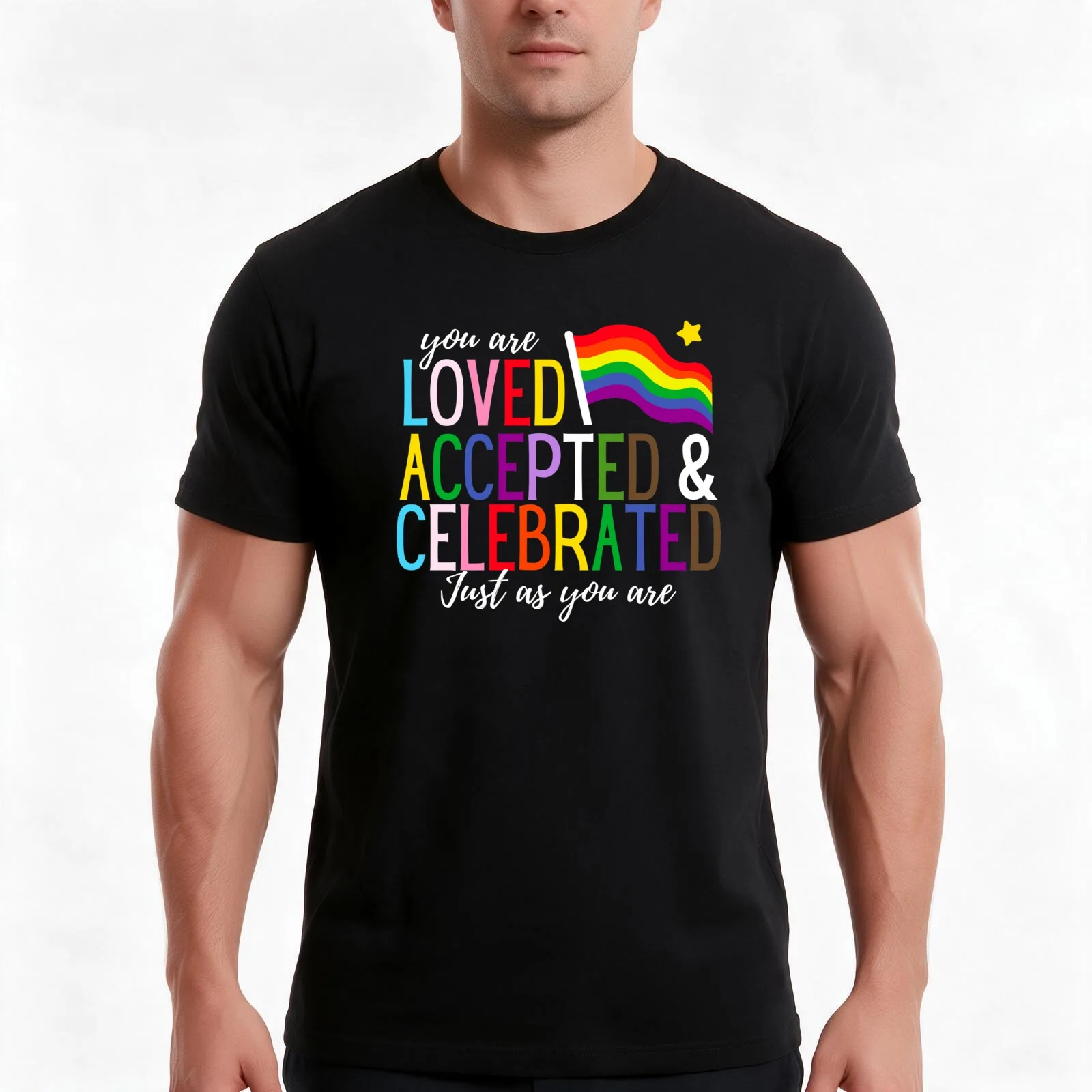 You are LOVE ACCEPTED CELEBRATED just as you are T-Shirt Summer Casual Cotton Tee Oversized Streetwear Tops Unisex Men Women