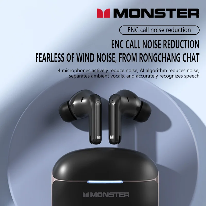 MONSTER AURA FIT D02 Wireless Bluetooth Headphones Feature ANC Active Noise Cancellation, Ergonomic Design And ENC Communication