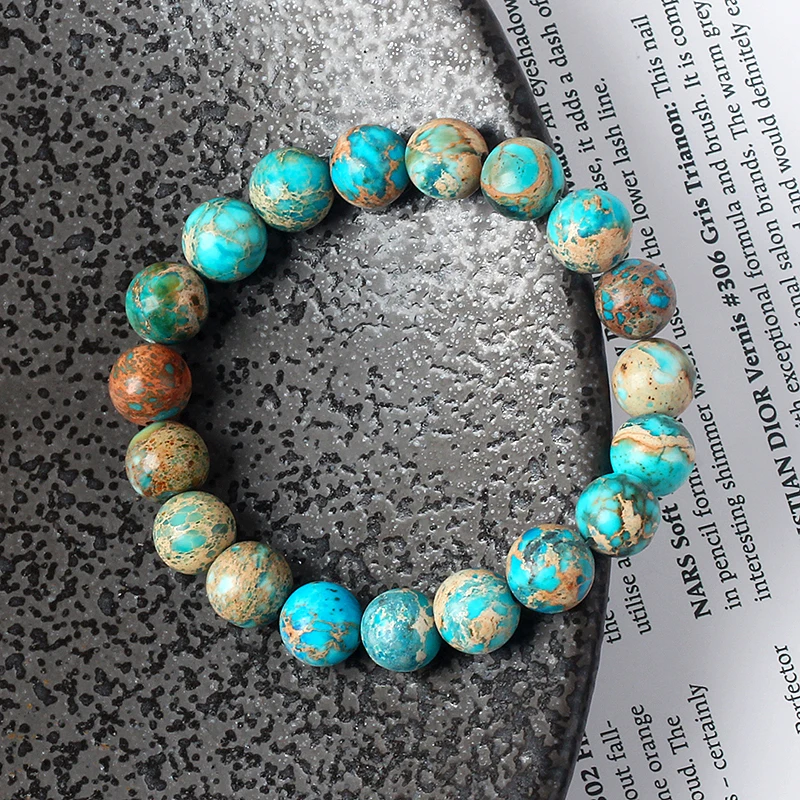 Reiki Sea Sediment Turquoises Bracelets Men Imperial Jaspers Beads Bracelets for Women Natural Energy Stone Yoga Healing Jewelry