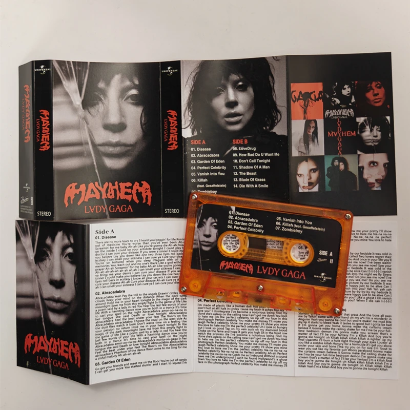 

Pop Lady Gaga Music Tape Mayhem Album Die With A Smile Cassettes Cosplay Walkman Car Recorder Soundtracks Box Collection Gifts