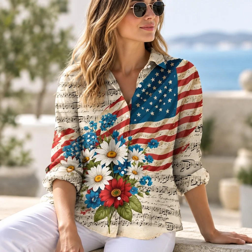 Long Sleeve Top Collar Regular Length Socialite Style with Regular Sleeve Light Stretch 3D Pattern Women Blouses and Shirts