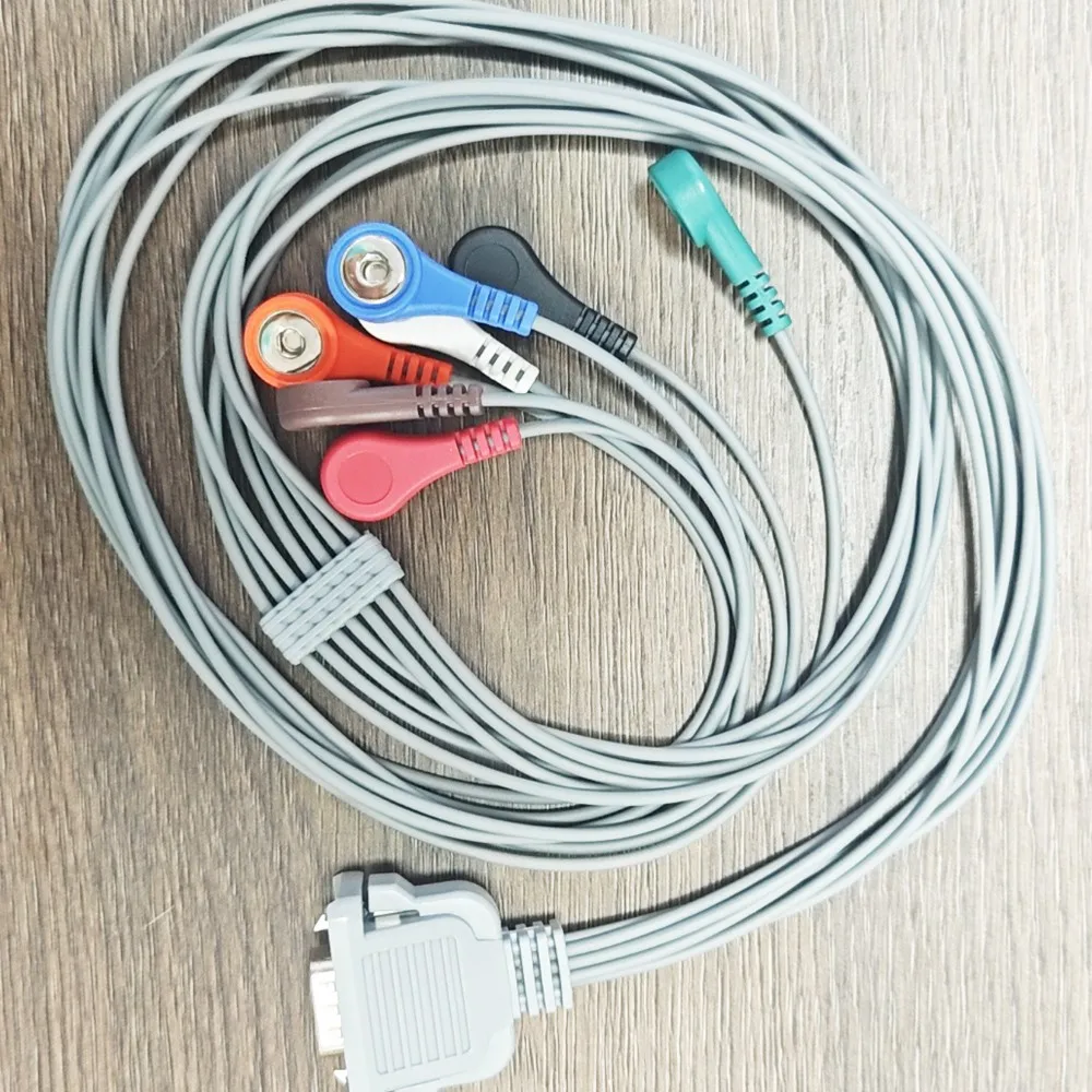 Compatible DMS HDB15 Dynamic Monitors ECG Lead Wire 7-lead Snap-on 15-pin