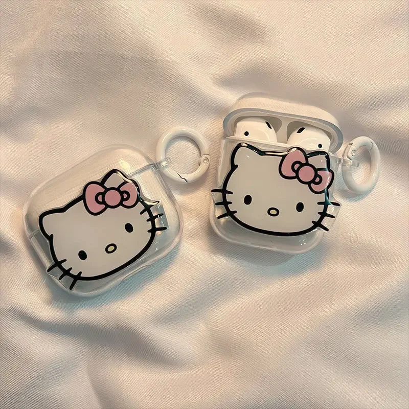 Hello Kitty Transparent Soft TPU Protective Earphone Cover For Airpods Pro 2 Case/Airpods 1/2/3 Case For Kids Boys Gilrs Funda