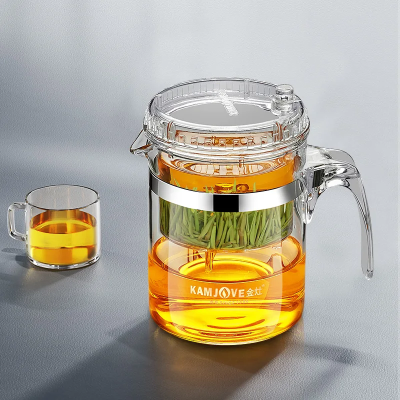 KAMJOVE Tea separation Teapot 300ML Art Tea Cup Glass tea infuser pot TP-140 Elegant Cup with Press Button Patent Kettle Teapot