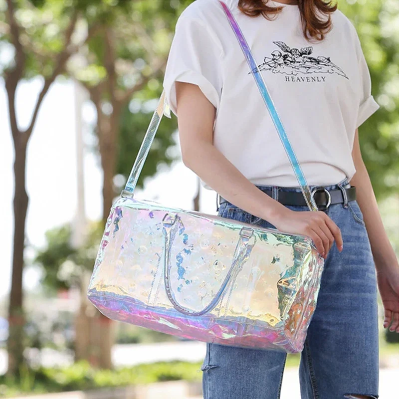 NamcheBarwa – grands sacs de voyage laser pour femmes, sacs de sport, sac à bandoulière étanche à la mode, sac à main, sacs à bagages pour courts séjours