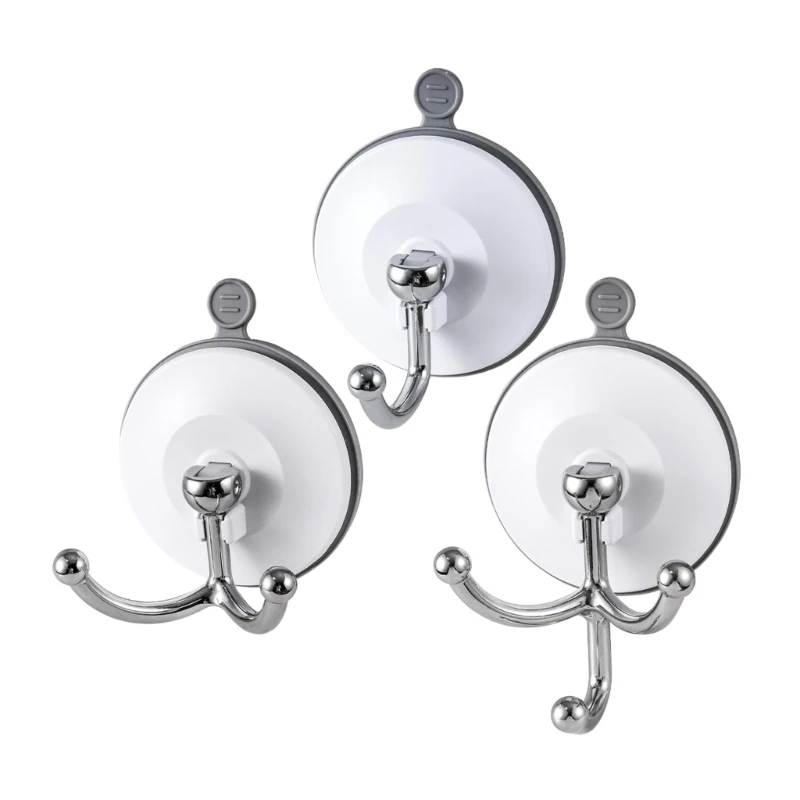 Suction Cup Wall Hooks, 3 Pack Removable Bathroom Shower Hooks 3XUF
