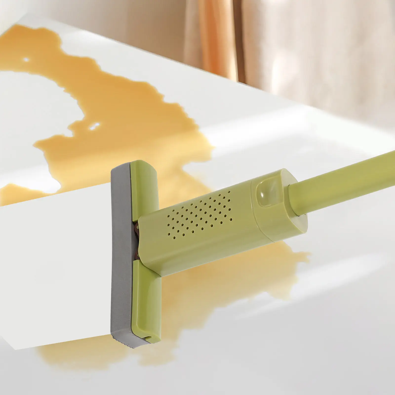 Mini Handheld Mop Portable Self-Squeeze Design Collodion Microfiber Head for Small Spaces Bathroom Kitchen Living Room Desktop
