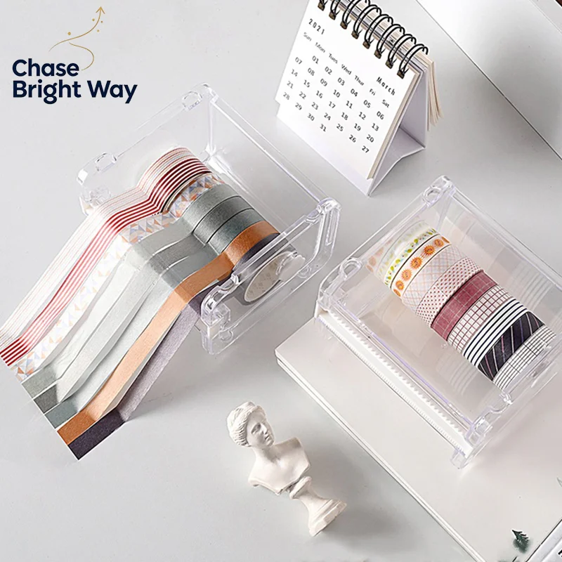Tape Dispenser Cutter Portable Masking Tape Holder Desktop Office Stationery Organizer
