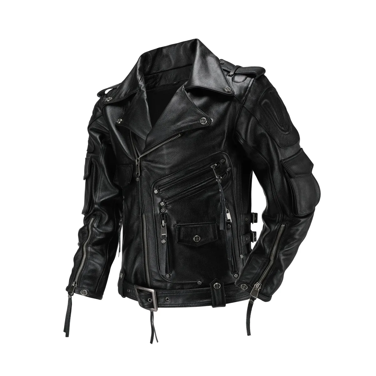 Copersian Men\'s Natural Leather Motorcycle Jacket Top Layer Causal Vintage Retro Moto Suit Leather Coat  Dropshipping Factory