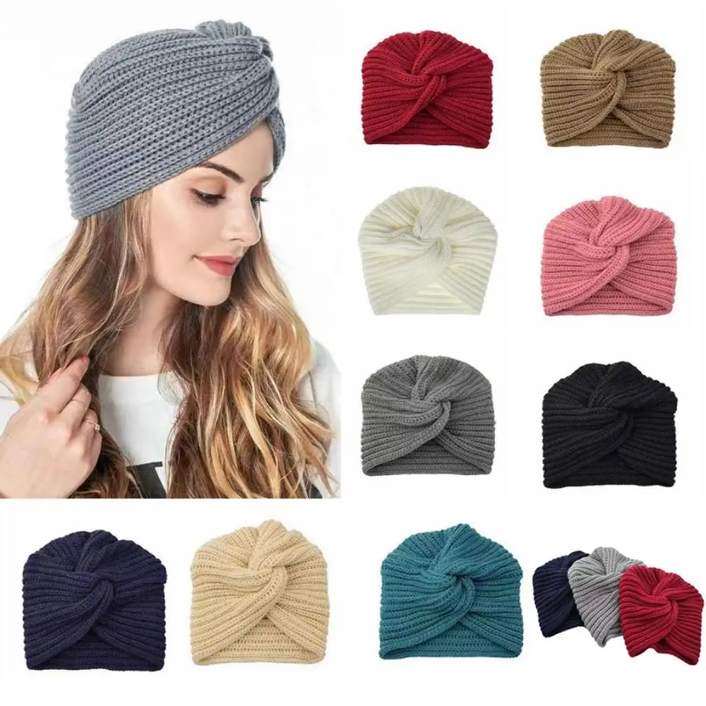 Colorful Women Stretch Headbands Fashion Soft Thick Crochet Headband Hat Ear Warmer Bohemia Knit Turban Winter