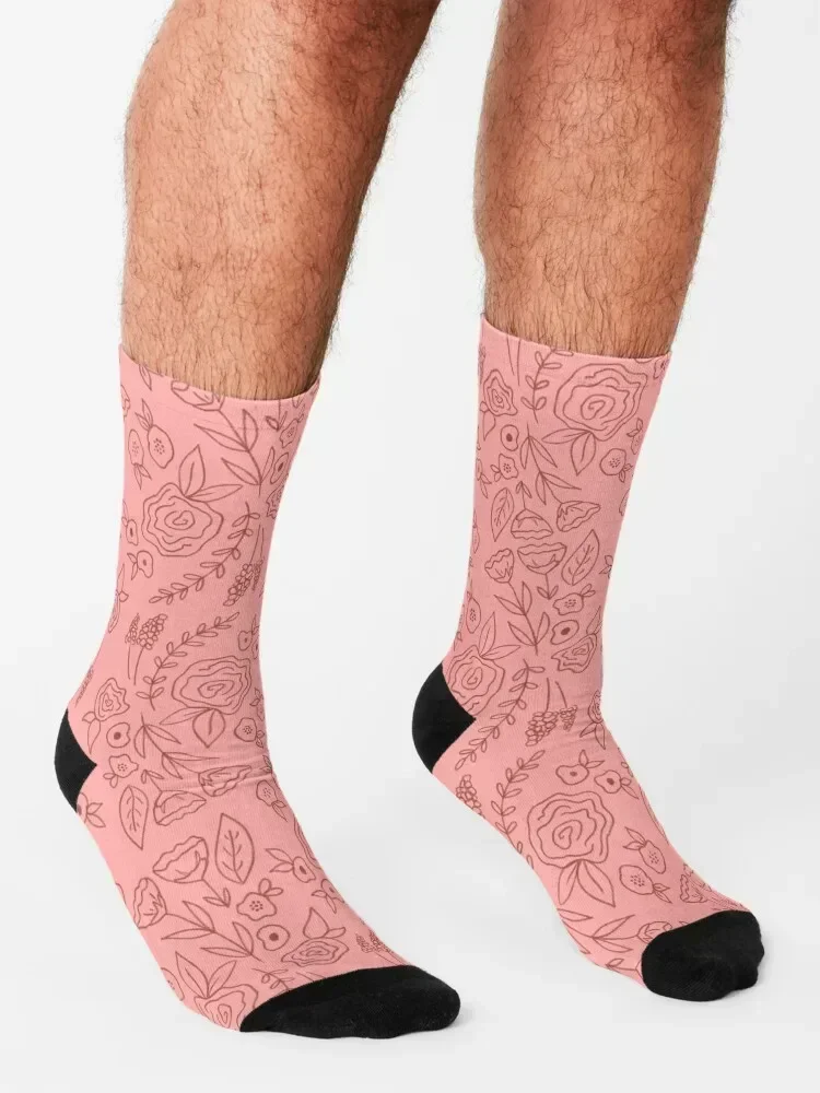 Socken mit Blumendruck in Rosen und Rosa, Crossfit, Schnee, Valentinstag, Geschenkideen, Socken für Herren und Damen