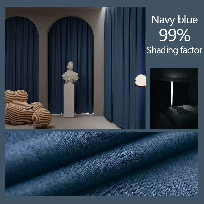 

Super Strong Sound Insulation Fully Blackout bedroom Curtain Double sided linen cotton Sunshade living room decorative curtains