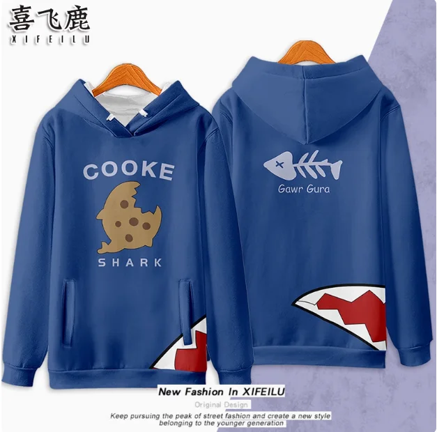 

Толстовка с капюшоном с аниме Vtuber Gawr Gura, костюм для косплея, осенне-зимнее пальто для мужчин и женщин, свободная куртка, топы