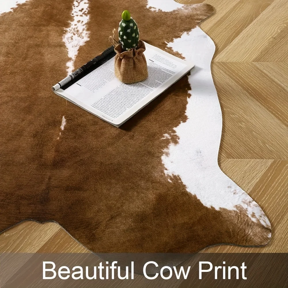 American Style Faux Fur Cowhide Rugs for Bedroom Thick Carpets for Living Room House Decoration Christmas Decor