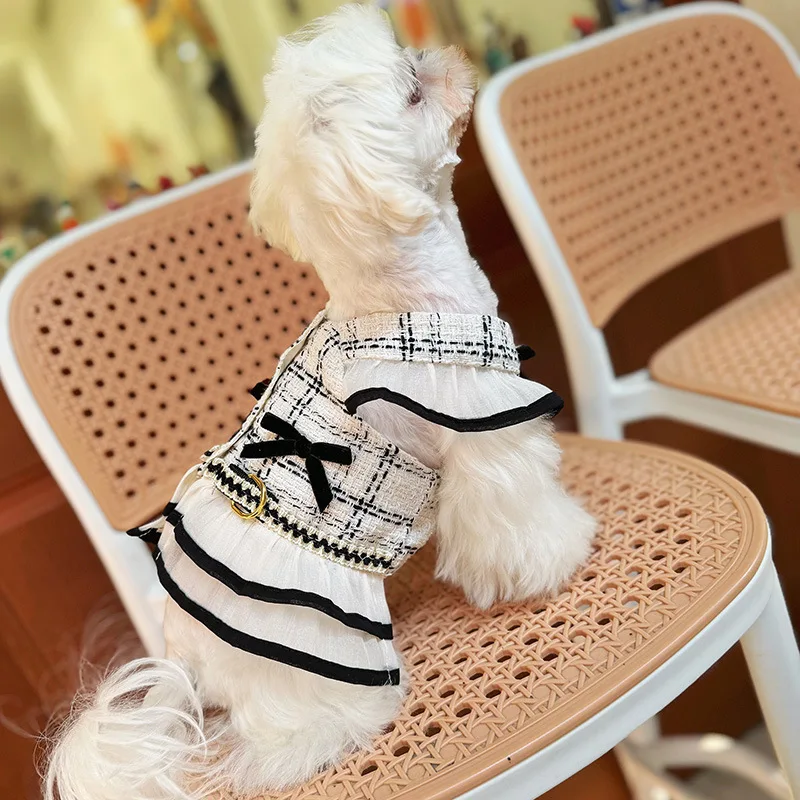 white christmas dresses Patriotic Dog Harness Dress – Adjustable Dog Dress with Lace Trim main image 0